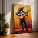 Mariachi guitarist wall art in vibrant colors
