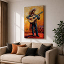 Framed wall art featuring mariachi performer
