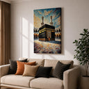 Artwork featuring Kaaba silhouette on canvas