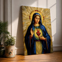 Sacred Heart of Mary wall art - framed canvas with radiant halo