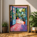 Boho greenery wall decor in a tropical garden setting