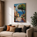 Gallery-wrapped framed canvas ready to hang