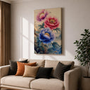 Framed peony wall art showing soft brush strokes