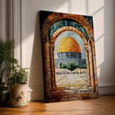 Masjid Al Aqsa archway wall art on a framed canvas