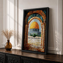 Close-up of archway view in Islamic wall art
