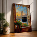 Kaaba window view framed canvas wall art