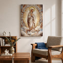 Blessed Mother framed canvas for altar decor