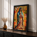 Our Lady of Guadalupe portrait on decorative framed canvas