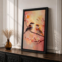 Close-up of birds among pink flowers in nature wall art