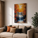 Cozy living room wall art featuring autumn woodland scene