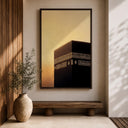 Framed Islamic art with Kaaba perspective