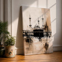 Close-up of Kaaba motif on Islamic wall art canvas