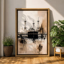 Spiritual Mecca motif wall art in modern abstract style