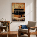 Vintage Islamic decor Kaaba artwork in living room