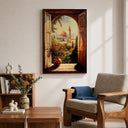 Close-up of Masjid Al-Aqsa wall art framing on neutral canvas