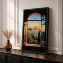 Abstract Islamic art – Masjid Al Aqsa window view in framed canvas