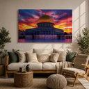 Abstract Islamic wall art with Dome of the Rock silhouettes