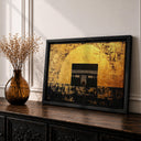 Framed Kaaba Mecca wall art canvas on neutral wall