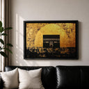 Detail shot of mosque-inspired abstract Kaaba artwork