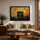 Prayer room decor featuring sacred Kaaba design