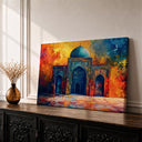 Islamic wall art with Mughal archway on framed canvas