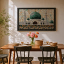 Framed Islamic decor featuring Masjid Al Nabawi mosque on canvas