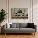 Green dome mosaic details on wall decor for living room