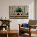 Premium canvas texture close-up on Masjid Al Nabawi art
