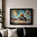 Close-up of impasto brushwork in Dome of the Rock artwork