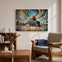 Framed Islamic art print with bold texture and pattern