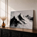 Alpine peaks framed canvas wall art with mountain landscape