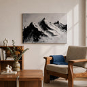 Contemporary landscape canvas art of alpine peaks