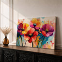 California poppy framed canvas wall art - close up