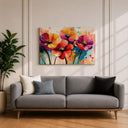 Living room wall decor: framed poppy art
