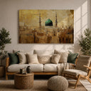 Close-up of Green Dome Masjid Nabawi on framed art