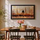 Framed Masjid Nabawi canvas decor in a modern living room