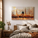 Islamic wall art featuring Masjid Nabawi green dome in neutral room