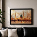 Masjid Nabawi framed canvas against a light gray wall