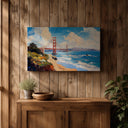 Classic coastal decor with Golden Gate Bridge framed art