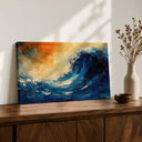 Ocean wave wall art in Hokusai-inspired framed canvas - view 1
