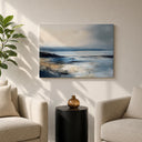 Natural wood frame seascape canvas art