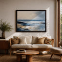 Coastal beach decor artwork with horizon line