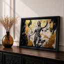 Lady Justice scales wall art framed canvas close up