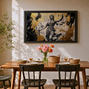 Legal symbol wall art in law office setting