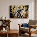 Minimalist Lady Justice artwork on wall