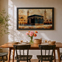 Masjid Al Haram themed wall decor on framed canvas