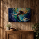 Mermaid artwork on wall blending fantasy and coastal charm