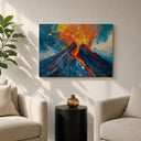 Magma flow and ash plume captured in framed canvas wall art