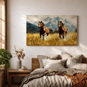 Farmhouse style horse wall art in a wooden frame