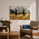 Animal gift wall art featuring horses and mountains